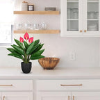 GnFlus 20'' Realistic Pink Anthurium Artificial Plant, Fake Potted Plants for Home Office Farmhouse Kitchen Bathroom Table Shelf Decor
