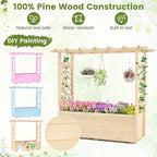Giantex Raised Garden Bed with Sided Trellis & Hanging Roof, Wood Planter Box, Freestanding Garden Planter Raised Bed for Flowers Herbs Climbing Vines 45”x16”x41” (L x W x H)