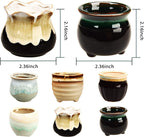 Brajttt 2.1 Inch Succulent Pot with Drainage,Planting/Flower Pots,Small Planter for Mini Plant Ceramic Flowing Glaze Base Serial Set with Holes