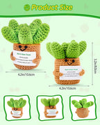 JELUTAR Gifts for Mom Crochet Positive Succulent, Mother's Day Birthday Gifts from Daughter Son for Mom Friends Wife Cute Funny Plant Decors (Mom's Green Thump)