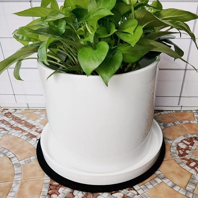Yukfona Ceramic Plant Saucer Pot Tray 10 Inch, Planter Saucers 4 5 6 7 8 9 10 11 12 13 Inch for Indoors Outdoor, Durable Sturdy Flower Drainage drip Water Tray for Glazed Pots Base (10.7 Inch-White)
