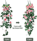 RECUTMS 2PCS Artificial Hanging Flower 3.3Ft Fake Garland for Home Room Garden Wedding Indoor Outdoor Decoration (Champagne)