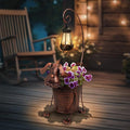 Solar Lights Outdoor with Planter Pot,Metal Dog Solar Lamp Post with Planter Base Outdoor Decorative for Yard,Porch,Patio,Floor Light with Garden Pots