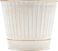 Hosley Metal Planters 7" Dia x 6" H Ideal Farmhouse Decor for Floral Arrangements Weddings, Gift Special Events Parties Outdoor Planters White wash