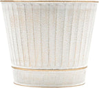 Hosley Metal Planters 7" Dia x 6" H Ideal Farmhouse Decor for Floral Arrangements Weddings, Gift Special Events Parties Outdoor Planters White wash