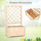 Giantex Raised Garden Bed with Trellis, Wooden Elevated Planter Box for Climbing Plants, Outdoor Garden Planter for Vegetables Flowers Herbs, Patio Balcony Planting Box, 23 x 14 x 40 Inch