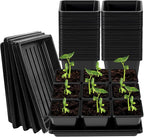NNG 3.5 inch 50 Pcs Black Square Nursery Pots with 5 Pcs Plastic Seed Starting Trays,Plant Propagation Starter Kit Square Seed Starting Pots with Drain Holes