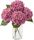 DuHouse 3Pcs Large Hydrangea Artificial Flowers,20 inch Latex Real Touch Hydrangeas with Long Stems & Leaves for Home Decor Party Floral Arrangements Wedding Bouquets Centerpieces(Rose Red)