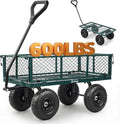 Sekey 600lbs Steel Mesh Garden Cart for Patio & Backyard, Utility Wagon with Removable Sides (Convertible Flatbed), 10" Rubber Tiress, Green