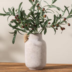 Ceramic Flower Vase Home Decor - 10.6 inch Tall Large White Rustic Table Flowers Vases with Handle Living Room Bedroom Plant Decoration Farmhouse Vintage for Kitchen Shelf Office Coffee Dining Desk