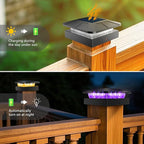 Peasur 4x4 Solar Post Lights Outdoor, 4 Packs Purple & Warm White LED Fence Caps Light Waterproof, Wood & Vinyl Post Top Lighting for Deck Mailbox Railing Porch Outside