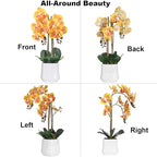 Orchids Artificial Plant in Ceramic Pot 18.5" Faux Orchid Phalaenopsis Flowers Arrangement for Home Office Table Centerpiece Indoor Decor, Orange