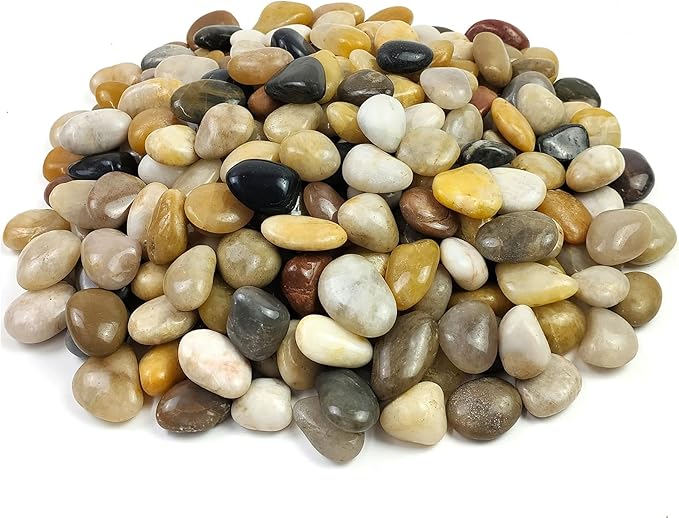YISZM Pebbles for Indoor Plants, Natural Polished River Rocks, Small Decorative Mixed Color Stones for Planters Vase Fish Tank Aquariums Landscaping Garden, 2lbs