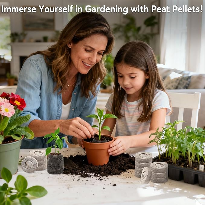Halatool 100 Pcs 30mm Peat Pellets Block Potting Soil for Seedlings, Compressed Garden Soil Seed Starter Nutrient Peat Pods for Starting Seeds, Planting Flowers, Vegetables, Herbs