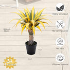 Artificial Green Edged Gold Leaf Spiny Agave Plant with 23 Leaves, 19.68in Faux Agave for Indoor & Outdoor Home Decor Perfect for Porch Living Room Bedroom Patio & Office
