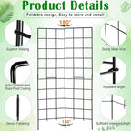 59" H x 31" L Foldable Cucumber Trellis for Climbing Plants,Two Panel Frame Garden Trellis,Raised Bed Vegetables Trellis for Bean,Peas,Grape,Cucumber,Fruit,Flower