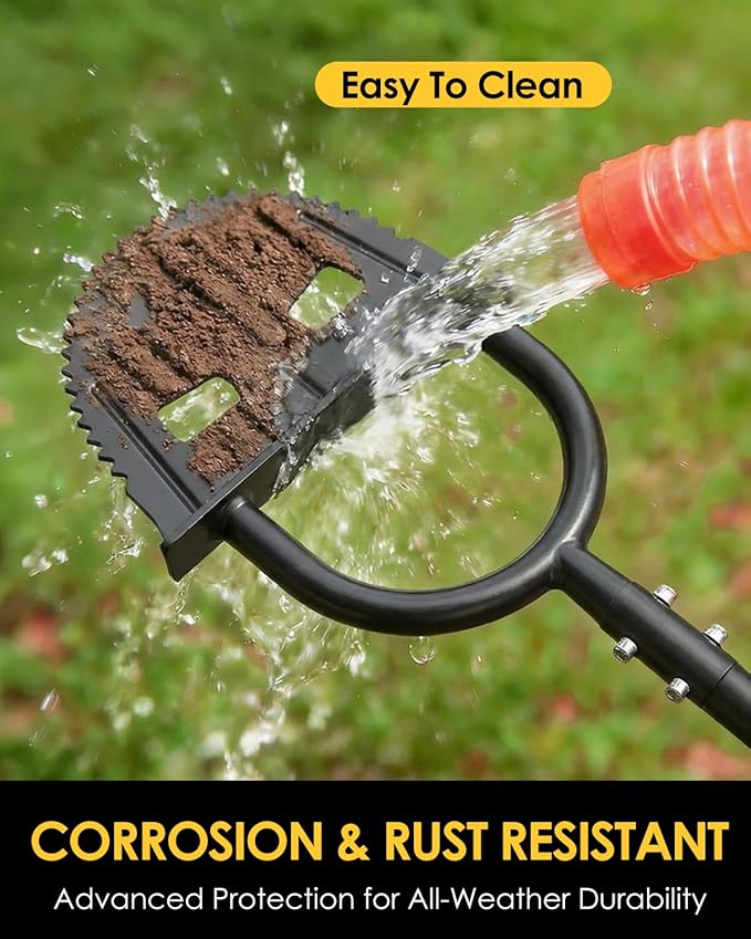 Luvenia Manual Edger Lawn Tool, 42-Inch Solid Steel Lawn Edger with 30 Sharp Serrated Teeth, 9-Inch Wide Non-Slip Foot Plate，Half Moon Edgers for Sidewalk Driveway Flower Bed Edging, Rust-Proof