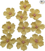 10 PCS 3D Flower Ceramic Tiles,1.6" Handmade Procelain Ceramic Flowers for Artwork,Fish Tank,Vases,Living Room, Dining Table,Office, Home Floral Decor (Single-Flowered Light Yellow)