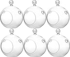 WGV Hanging Terrarium Globe, Width 4", Height 4.75", DIY Air Succulent Planter, Clear Glass Vase Orb with Flat Bottom, Candle Holder for Windowsill Outdoor Garden Decor, 6 Pieces Bulk