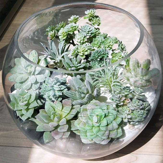 Supla 11 Pcs Mini Artificial Succulents Picks Unpotted Faux Succulent Assortment in Flocked Green in Different Type Different Size Succulents Echeveria Agave Floral Arrangement Mother Day' s Gift