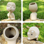 Cute Plant Pot Head Planter,Face Planters Pots Head,Succulent Pots,Unique Planters,Decorative Pots for Plants Indoor,Funny Plant Pots,Face Vase (Khaki)
