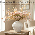 Artificial Flowers for Vase - Beige Silk Mums 10 Long Stems with Eucalyptus, Faux Flowers Home Decor, Neutral Tan Cream Floral Arrangement, Fake Chrysanthemum Pom Pom Stems, Spring Fall Centerpiece
