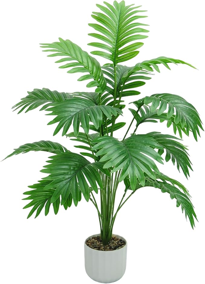 28“ Fake Plant Large Artificial Plam Tree for Indoor Room Decor,Faux Potted Plant for Home Offce Balcony Livingroom Bathroom Bedroom Outdoor Courtyard Decor