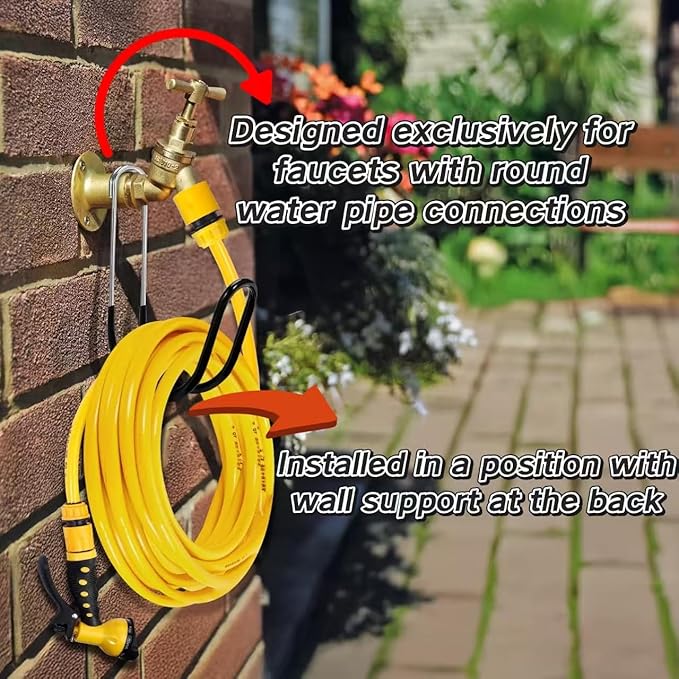 Garden Hose Holder Water Hose Hanger Wall Mounted,304Stainless Steel Solid Hose Hook Holds Up to 50Ft Garden Hose, Expandable Hose, Water Hose(Black Paint 2pcs)