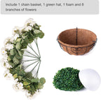 INSPRING Geraniums Artificial Flowers Hanging Basket for Outdoors Outside Spring Decoration, 8 Bundles Silk Flowers Fake Plants Look Real UV Resistant for Porch Home Patio Balcony Yard, White