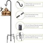 Highpro 63" Shepherds Hooks for Outdoor, Heavy Duty Bird Feeder Pole with 5 Base Prongs, Adjustable Garden Hanging Holder for Bird Feeders, Solar Light Lanterns, Garden Plant Hanger Stands