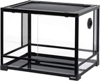 REPTI ZOO Large 34 Gallon Reptile Glass Tank,Front Opening Double Hinge Door 24" x 18" x 18", Screen Ventilation Terrarium (Backgrounds not Include)