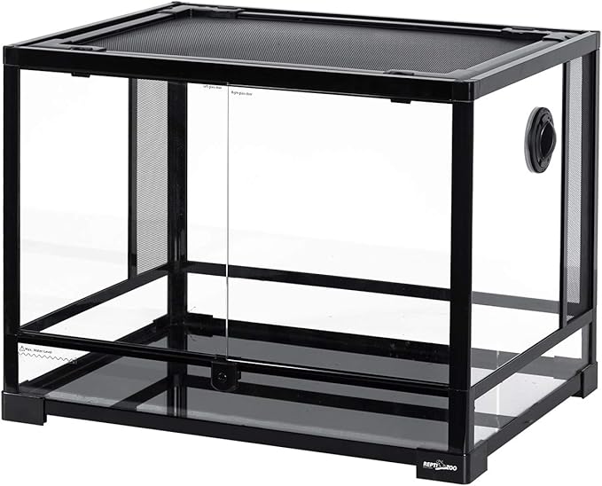 REPTI ZOO Large 34 Gallon Reptile Glass Tank,Front Opening Double Hinge Door 24" x 18" x 18", Screen Ventilation Terrarium (Backgrounds not Include)