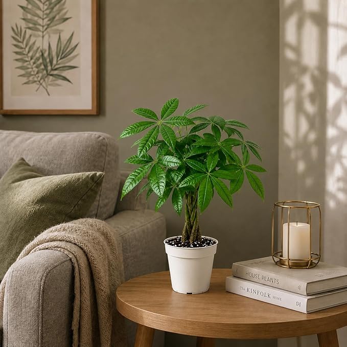 Mini Money Tree Live Plant for Home Decor - Small Money Tree Plant Indoor Houseplant, Small Gift Indoor Plants, Plants Live Houseplants - 4 Inch Pot