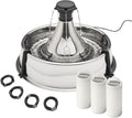 PetSafe Stainless Multi-Pet Fountain with Carbon Filters Great for Multiple Pet Households Customizable Stream Options Scratch and Rust Resistant 128 Oz Water Capacity Fresh, Filtered Water