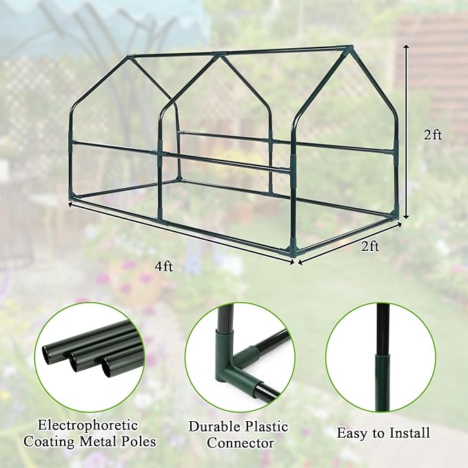 U'Artlines Portable Mini Greenhouse Small Green House with Waterproof Pad and Plant Label 47x24x24 Inch Plant Cover Tent for Garden Small Plants Indoor Outdoor, Green PE