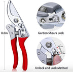 Kynup Pruning Shears, Gardening Scissors, Pruners for Gardening, Heavy Duty Garden Tools, Garden Grass Clippers Hand Hedge Shears, (Red)
