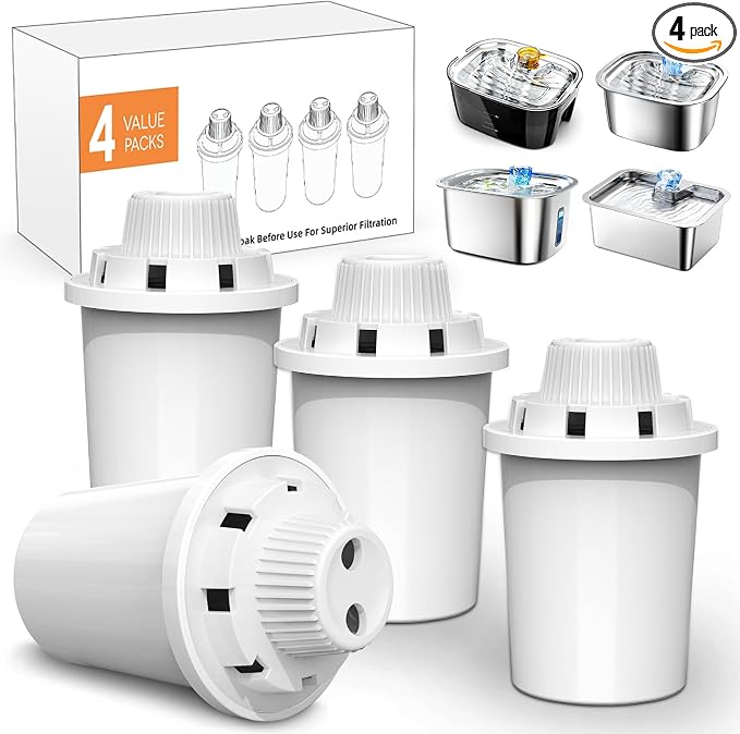 Dog Water Fountain Filter Replacement for PETNF Stainless Steel Pet Fountain Replacement Filters for D2223,D2341,D2322,D2340 Models,Lasts Two Months,7 Layer Vertical Filtration for Fresh Water