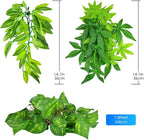 KATUMO Reptile Plants, 3PCS Amphibian Hanging Plants with Suction Cup for Lizards, Geckos, Bearded Dragons, Snake, Hermit Crab Tank Pets Habitat Decorations