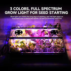 Adawook Large Seed Starter Tray with Grow Light and Thermostat Controller Heat Mat, 10"x 20.75" Heat Mats for Plant Growing，68-113°F Adjustable，Color Change Grow Lights，Germination Trays Kits