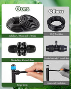 95.5FT Drip Irrigation System Kits - Automatic Garden Watering Sprinkler with 1/2 & 1/4 inch Tubing Hose Patio Misting Plant Irrigation Water Equipment Quick Connector for Greenhouse Flower Beds Lawn
