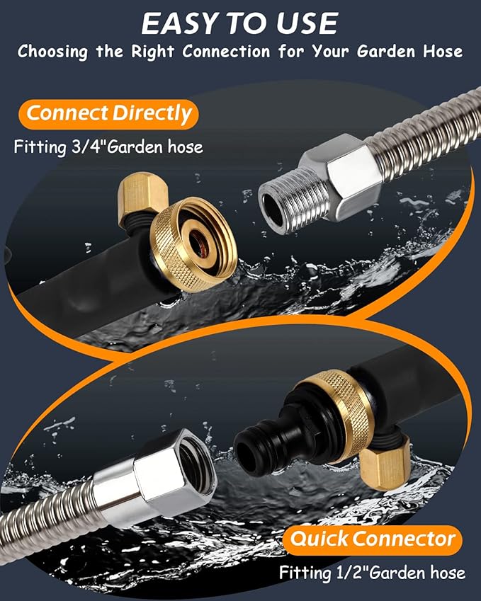 Upgraded Jet Nozzle for Garden Hose with 2 Different Nozzles and Hose Quick ConnectorsWasher Tools with 2 Different Nozzles and Quick Connectors