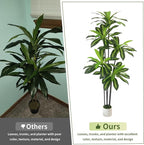 Artificial Dracaena Tree 6FT with White Planter - Faux Yucca Tree with Lifelike Trunk and Leaves in Pot for Home Office Living Room Decor