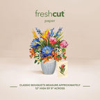Freshcut Paper Tropical Paradise Pop Up Cards, 12 Inch Life Sized Forever Flower Bouquet 3D Popup Greeting Card, Birthday Cards, Anniversary Card, Blank Notecard & Envelope