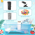 Turtle Tank with Multi-Function Areas, Easy Assembly, Ideal for Small Turtles & Reptiles, Includes Plastic Tree & Fishing Net