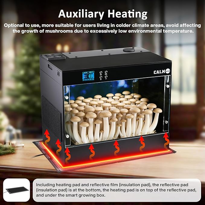 Smart Growing Chamber for Indoor Mushroom Cultivation Eco Box with Grow Lights & Lighting Lamps Temperature & Humidity Monitoring & Display Monotub Grow Kit with Automatic Humidification & Ventilation