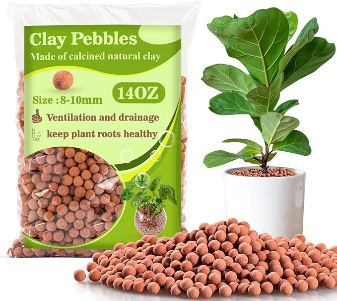 Sukh Clay Pebbles for Plants - 14 OZ Pebbles for Indoor Plants Clay Used for Drainage, Decoration, Aquaponics, Hydroponics and Other Gardening Essentials Hydroton Small Pebbles Leca