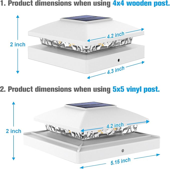 VOLISUN 4x4 Solar Post Cap Light 12pack,Solar Fence - Post Lights Outdoor Waterproof for Wooden/Vinyl Post,White Deck Post Cap Light Solar Powered with Warm White for Garden/Patio/Porch