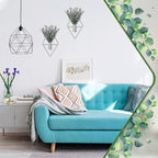 Jexine 8 Pcs Hanging Planters with Artificial Eucalyptus Metal Hanging Vase Indoor Plants Holder Modern Geometric Boho Bathroom Wall Decor for Living Room Home Office (Eucalyptus,Chrome Sliver)