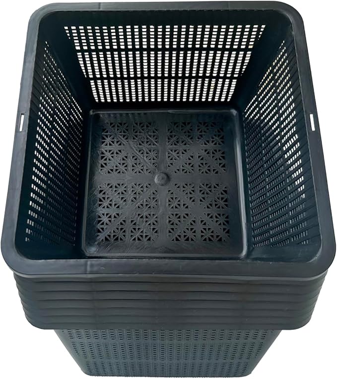 8 Pcs 9 Inch Aquatic Plant Baskets for Hydroponics Water Garden Plant Pots Black Plastic Mesh Basket Square Plastic Mesh Pond Containers for Live Aquarium Plants