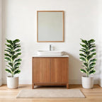 Set of 2 Fiddle Leaf Fig Tree 40'' Fake Tree Plants Artificial Decor with Green Artificial Turf Artificial Indoor Plants Small Fake Plants for Office Bathroom Bedroom Living Room(Variegated)